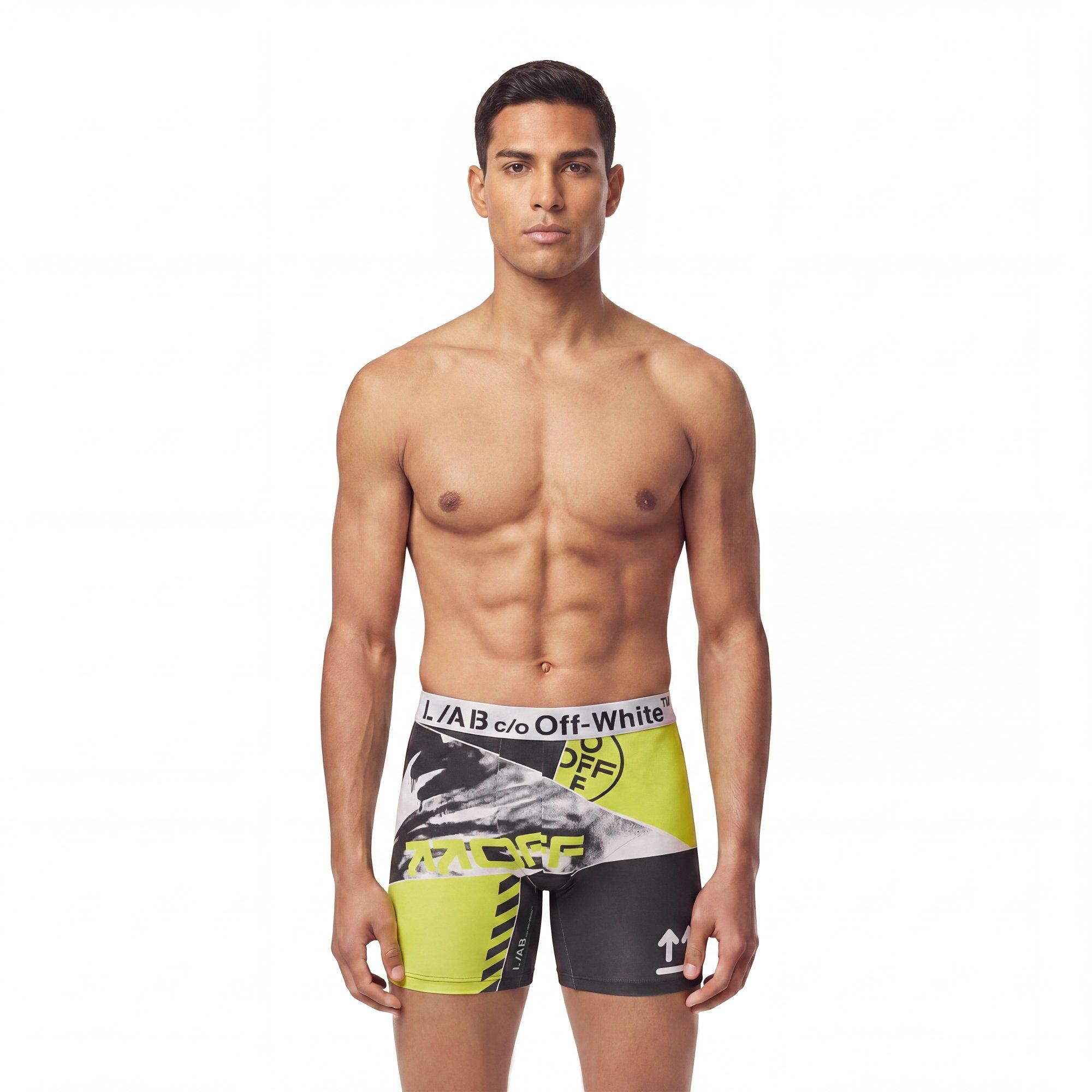 L/AB c/o Off-White Men's Arrows Racing All Over Print Boxer Brief - Black/White - BLACK/WHITE